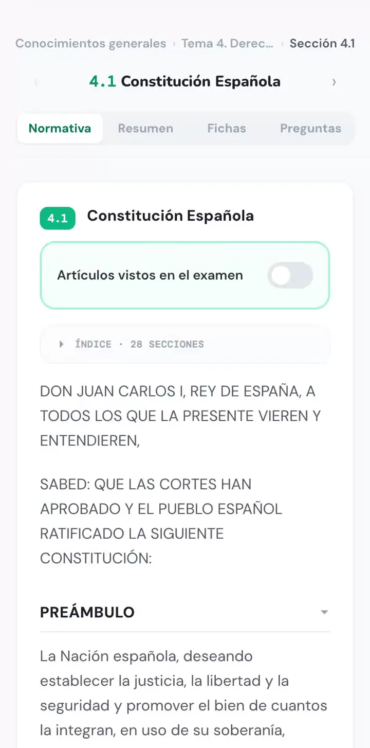 Recorrido por la Constitución en Opositu: el artículo 69 lleva el sello Visto en examen con seis convocatorias